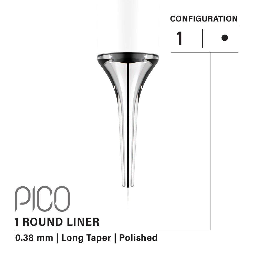 Vertix Pico Round Liner 1 / 0.38 mm Long Taper (20 pack)