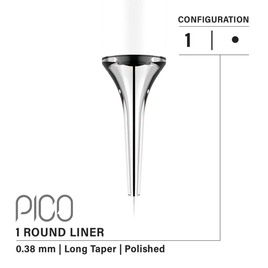 Vertix Pico Round Liner 1 / 0.38 mm Long Taper (20 pack)