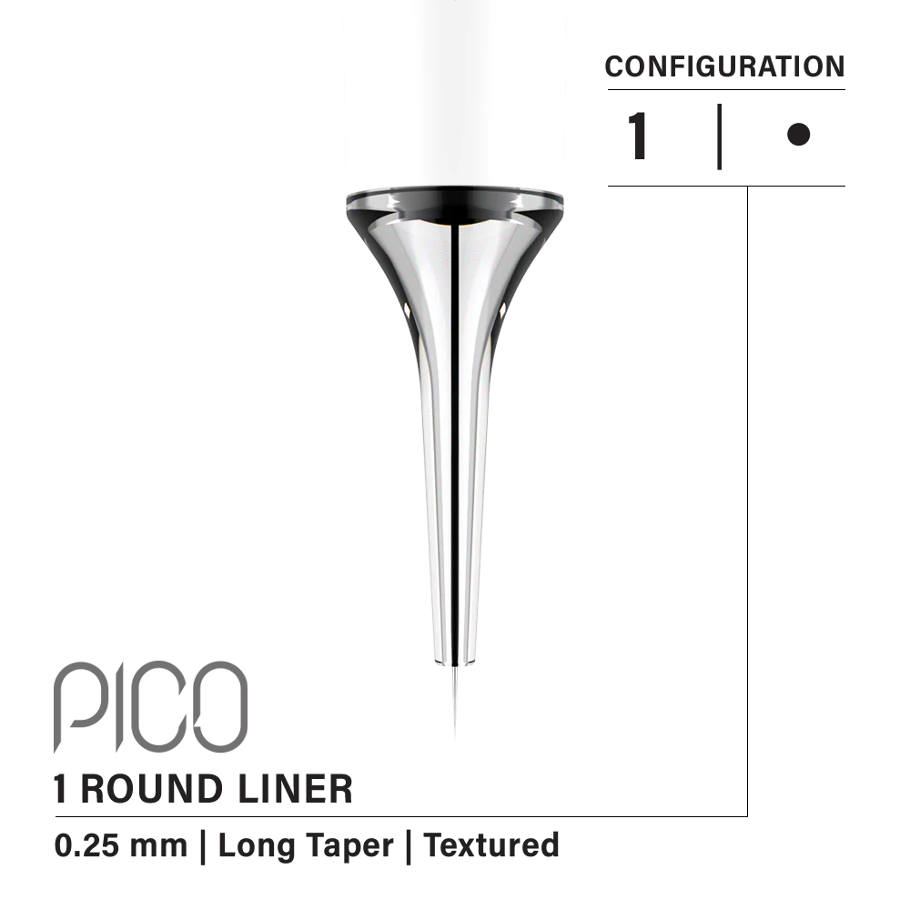 Vertix Pico Round Liner 1 / 0.25 mm Long Taper Textured (20 pack)