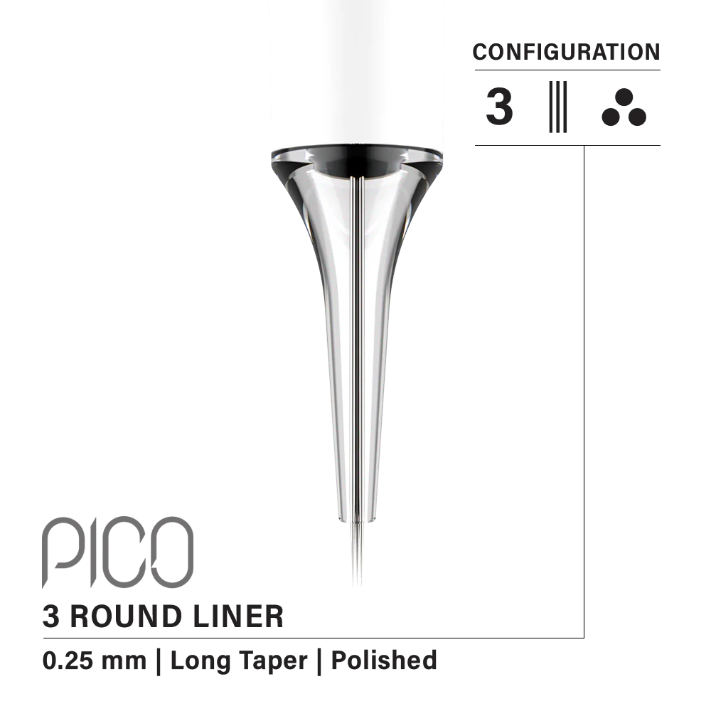 Vertix Pico Round Liner 3 / 0.25 mm Long Taper (20 pack)