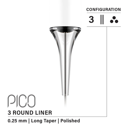 Vertix Pico Round Liner 3 / 0.25 mm Long Taper (20 pack)