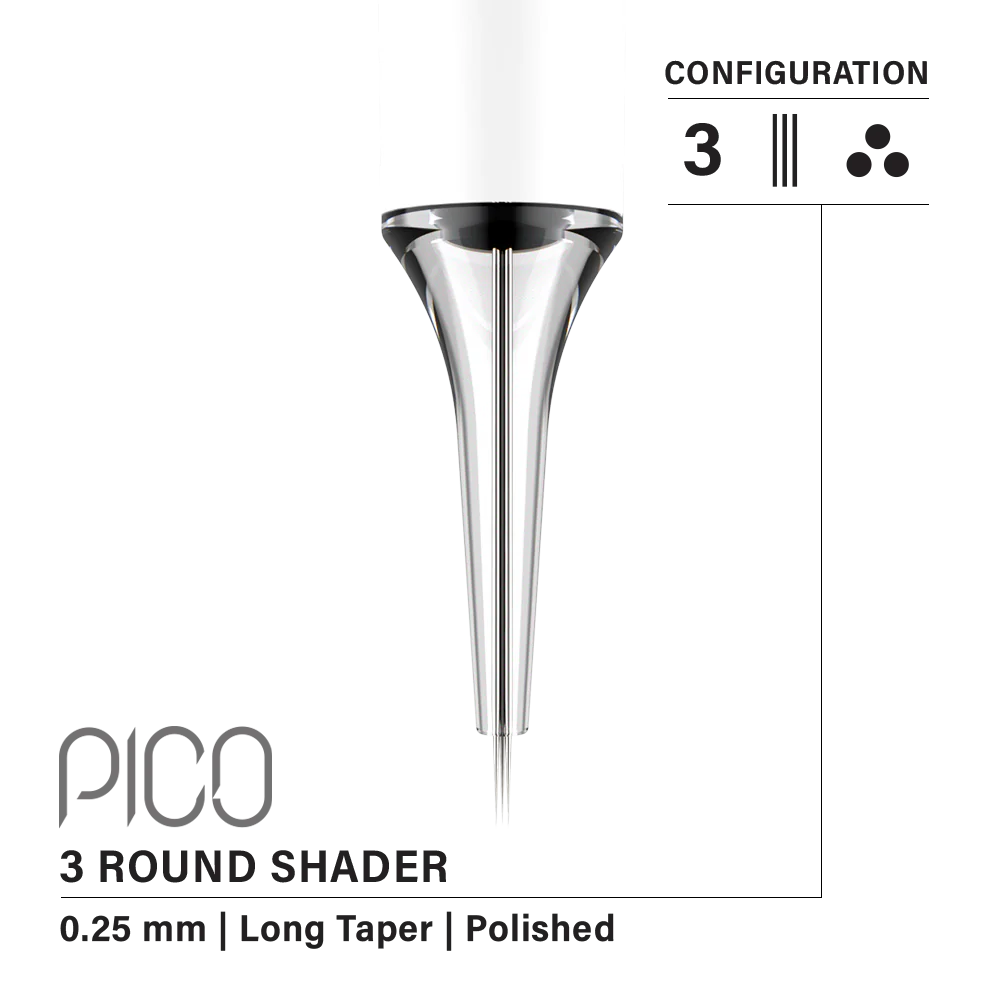 Vertix Pico Round Shader 3 / 0.25 mm Long Taper (20 pack)