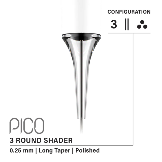 Vertix Pico Round Shader 3 / 0.25 mm Long Taper (20 pack)