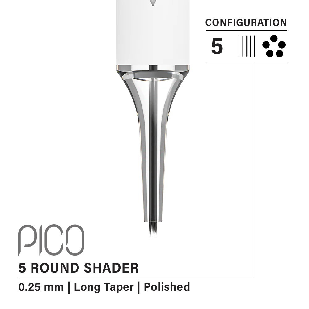 Vertix Pico Round Shader 5 / 0.25 mm Long Taper (20 pack)